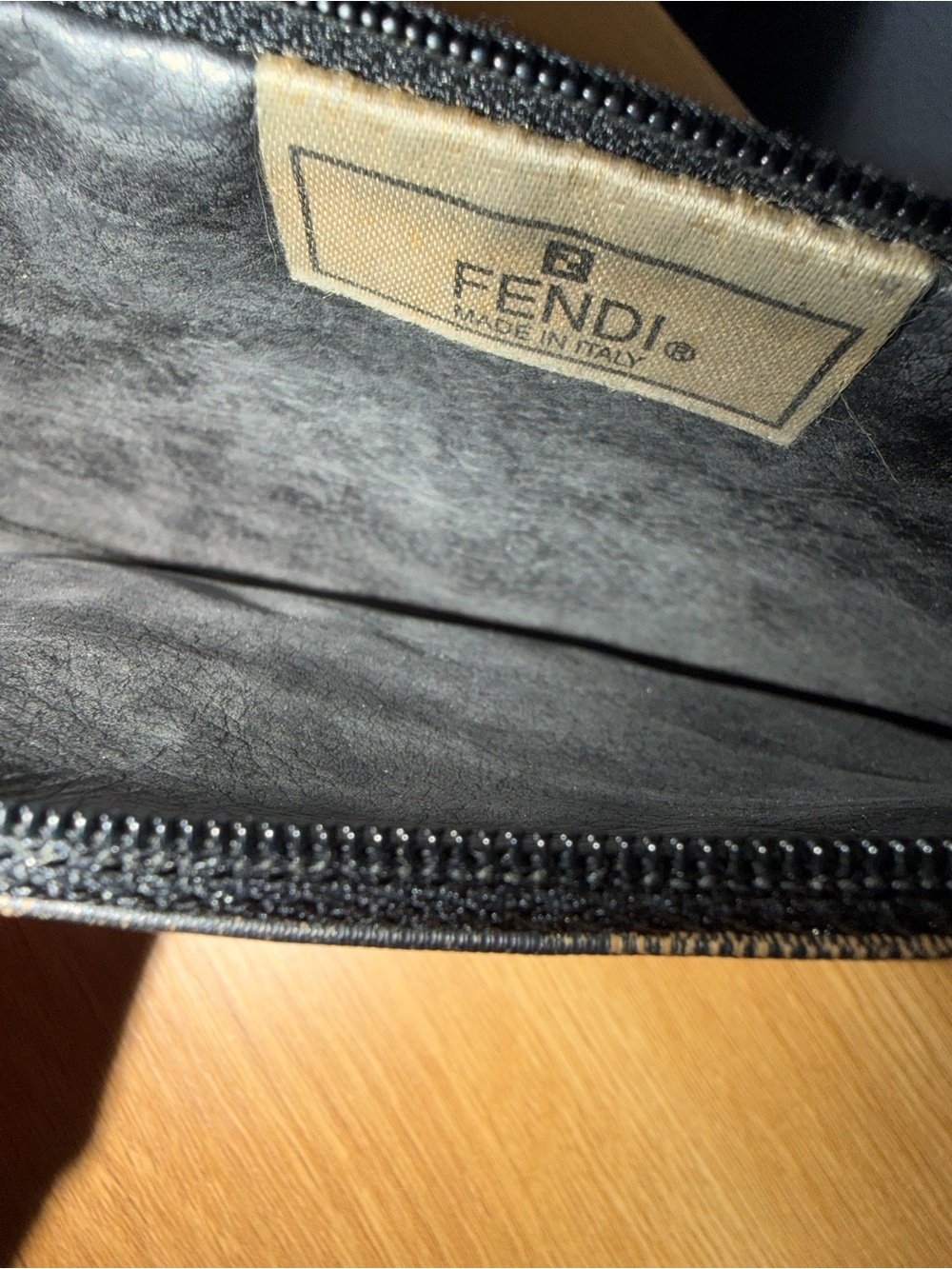 Fendi Vintage Brown/Black Striped Zip Pouch Cosmetic Bag - Picture 5 of 6